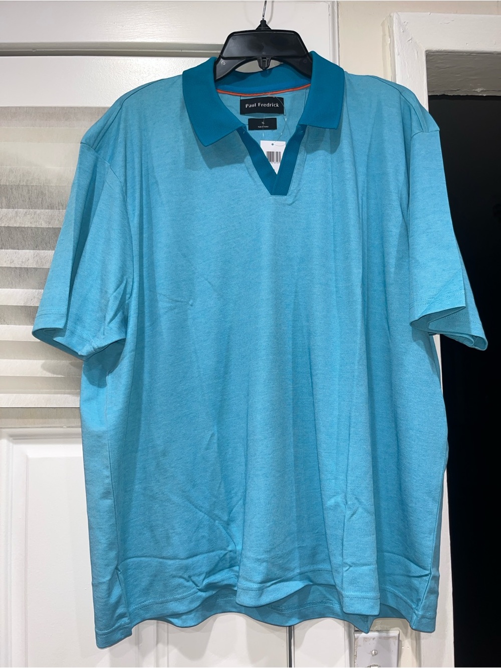 Paul Fredrick turquoise polo shirt